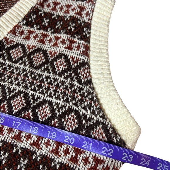 Retro 70s Jockey Raps Vintage Men's Fair Isle V Neck Button down layering vest - Picture 6 of 12